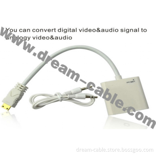 Mini HDMI to VGA Adapter Cable with 3.5mm Audio Output